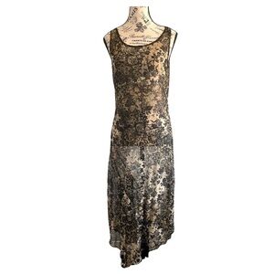Terra Nostra Black & Beige Mesh Dress – No Size Tag (Fits S/M)